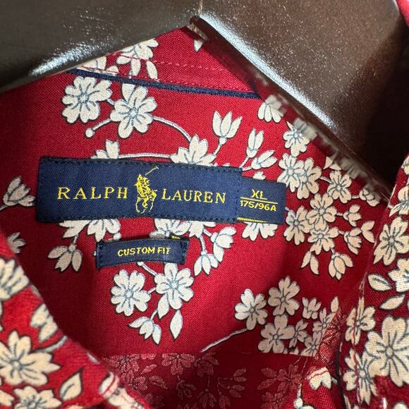 Ralph Lauren Classic Fit Short Sleeve Button Down Red Floral Shirt Youth XL - Picture 8 of 8